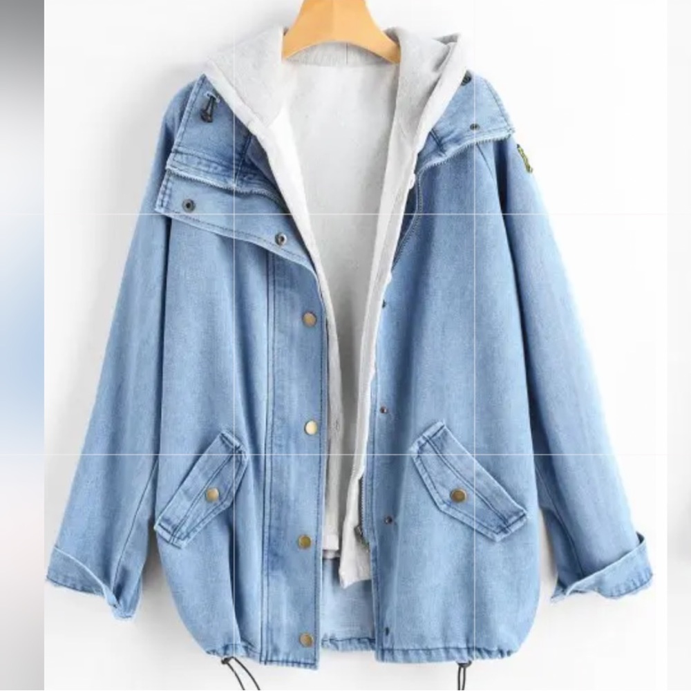 Button Up Denim Jacket and Hooded Vest